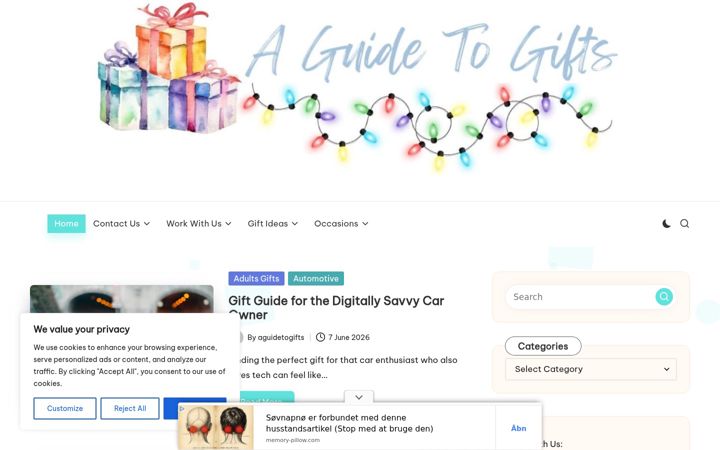 Екранна снимка на aguidetogifts.com