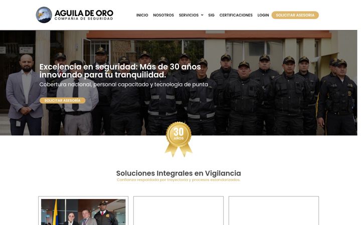 Screenshot of aguiladeorodecolombia.com