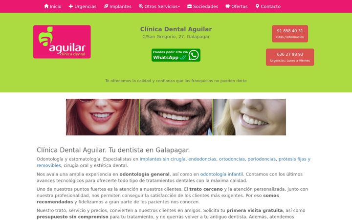 Screenshot of aguilarclinicadental.com