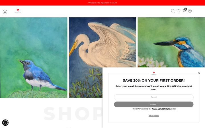 Екранна снимка на aguilarfineart.com