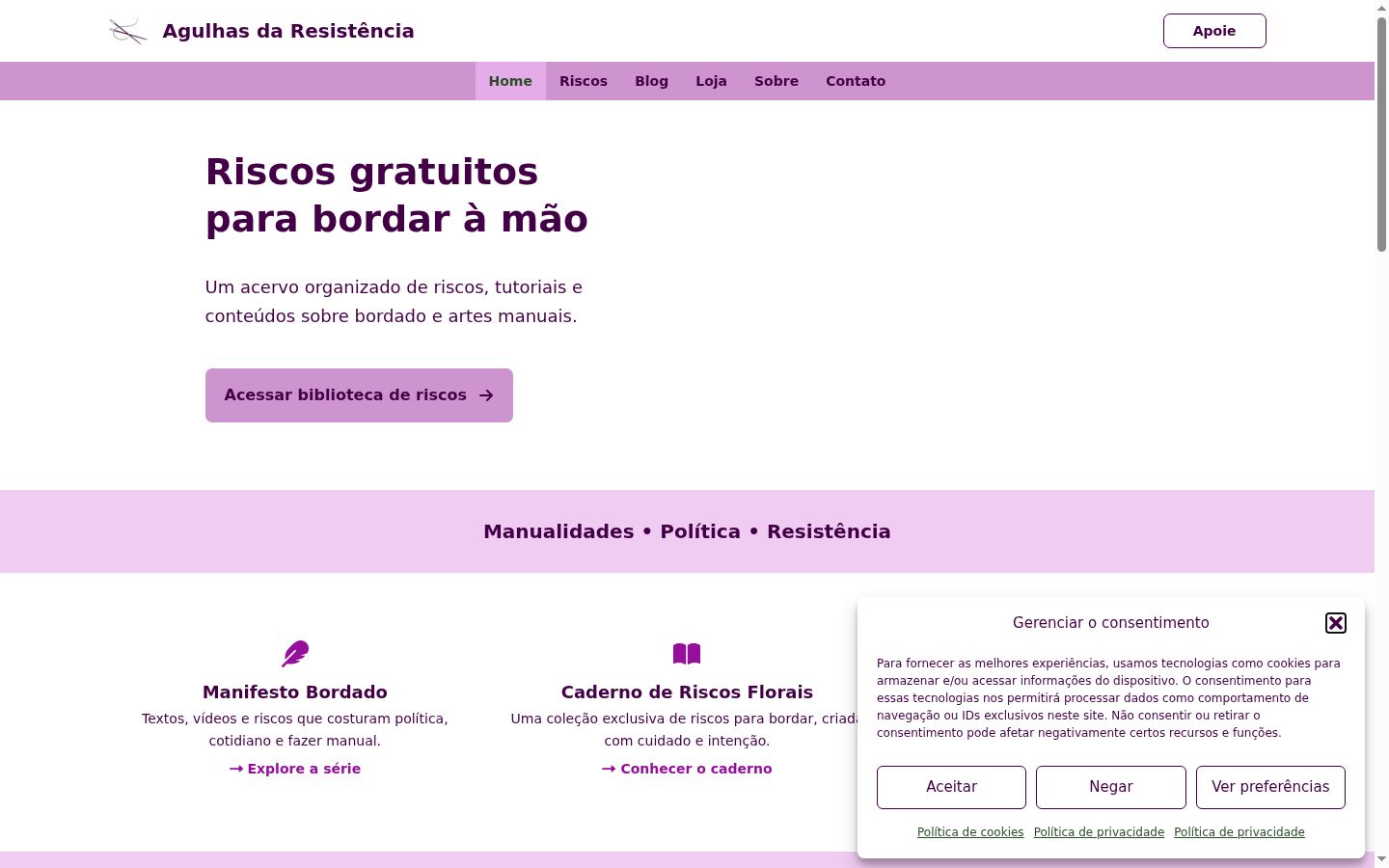 Screenshot del banner di consenso mostrato prima di qualsiasi interazione