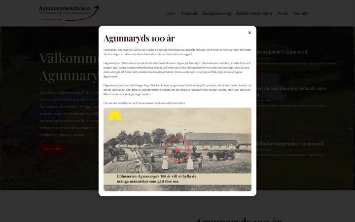 Screenshot of agunnarydsstiftelsen.se