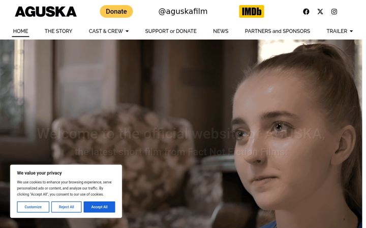 Screenshot of aguskafilm.com