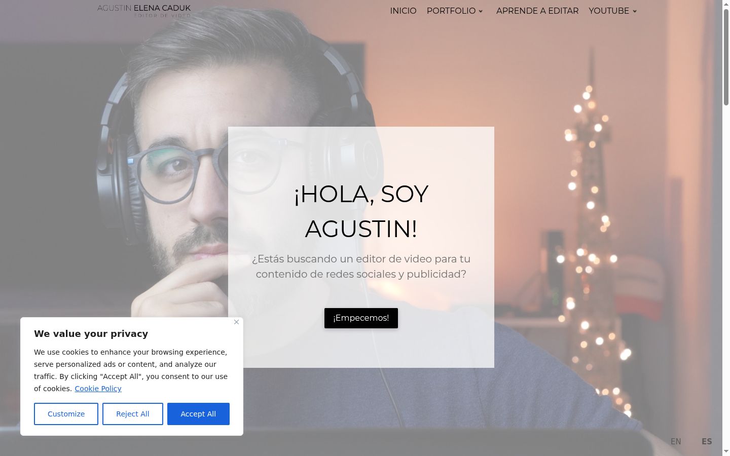 Captura de ecrã do banner de consentimento apresentado antes de qualquer interação