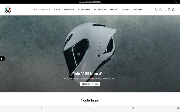 Screenshot of agv.com