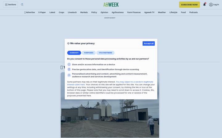Skjámynd af agweek.com