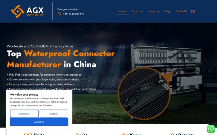 Skærmbillede af agxconnector.com