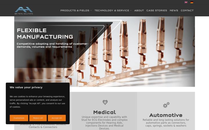 Skærmbillede af ah-metalsolutions.com