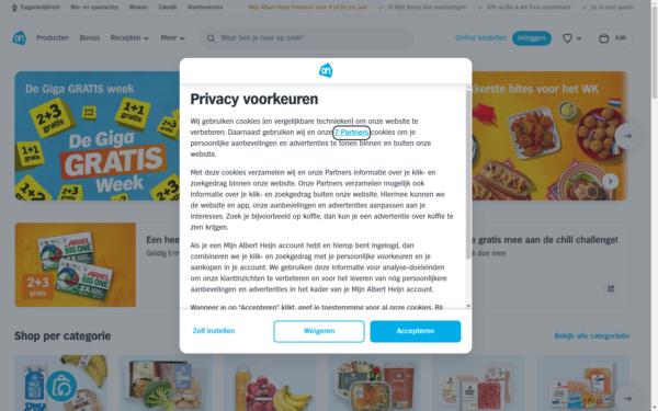 Screenshot of ah.nl