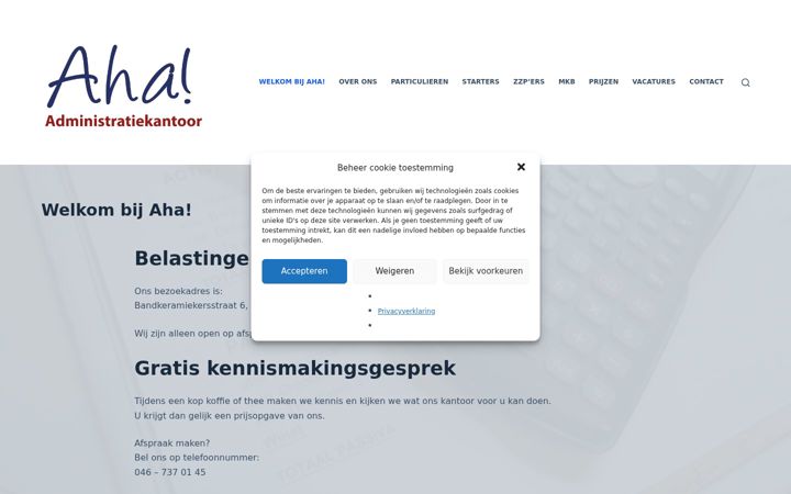 Screenshot of aha-administratiekantoor.nl