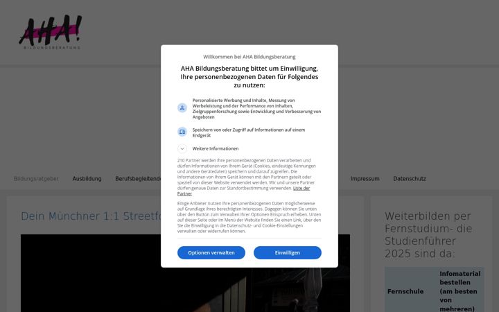 Screenshot του aha-bildungsberatung.at