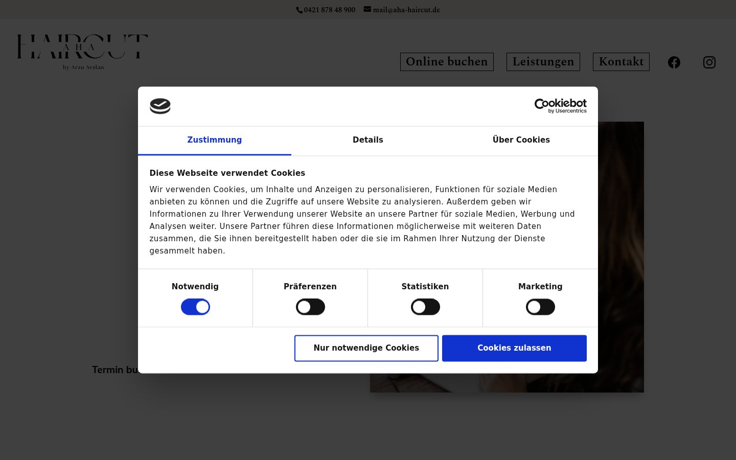 Screenshot des Einwilligungsbanners vor jeglicher Interaktion