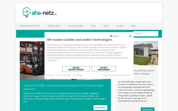 Screenshot von aha-netz.de