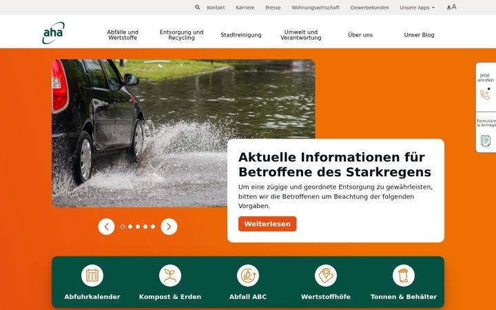 Screenshot of aha-region.de