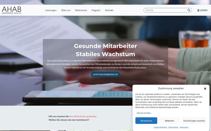 Screenshot von ahab-corporate-health.de
