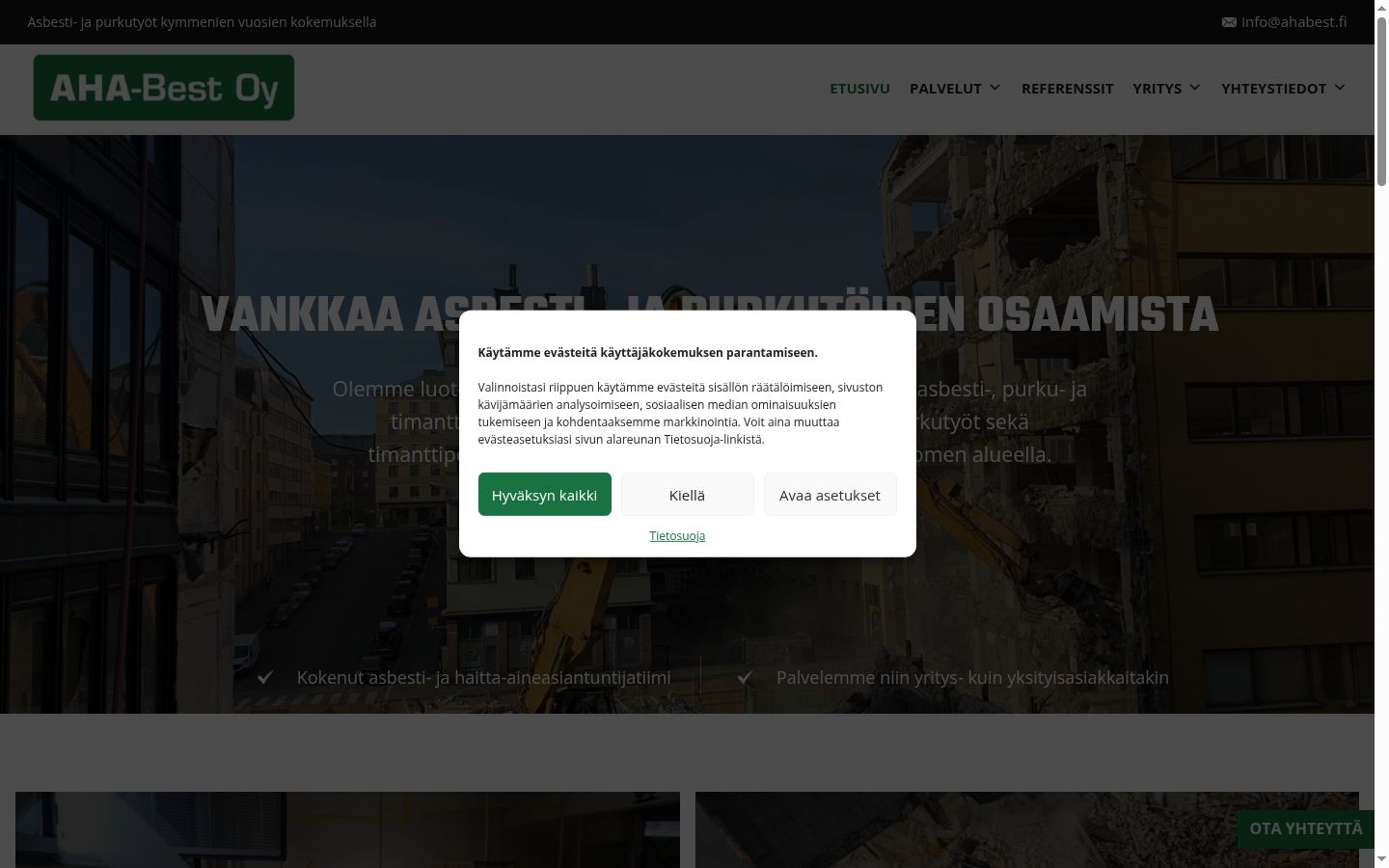 Screenshot tal-banner tal-kunsens muri qabel kwalunkwe interazzjoni