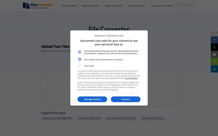 Screenshot of ahaconvert.com