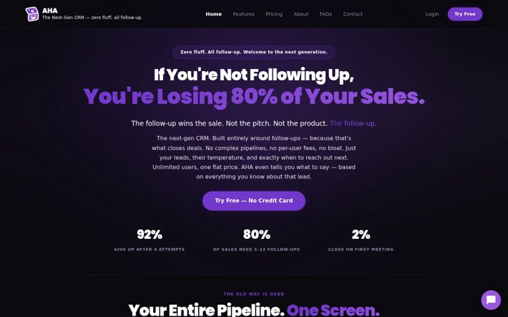 Screenshot of ahacrm.com