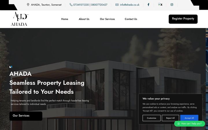 Screenshot of ahada.co.uk