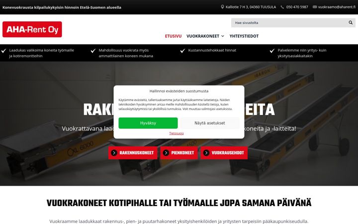 Screenshot von aharent.fi