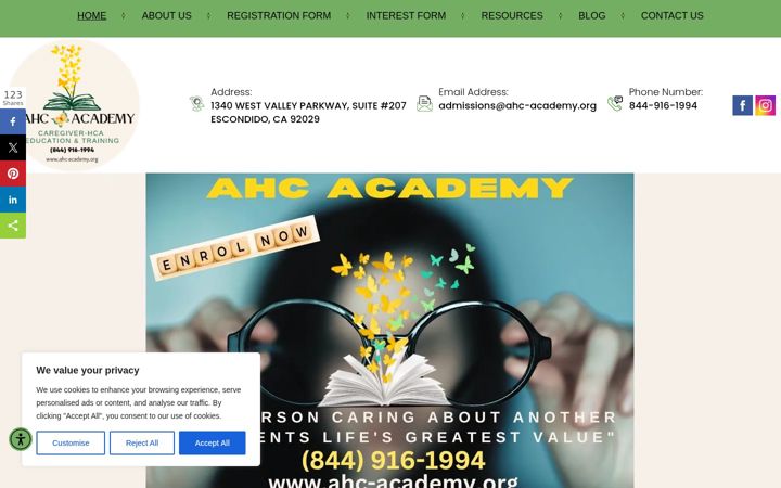 Screenshot of ahc-academy.org