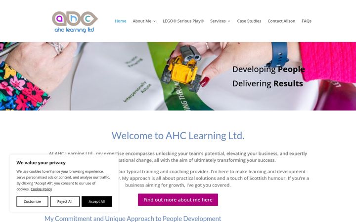 Capture d'écran de ahclearning.co.uk