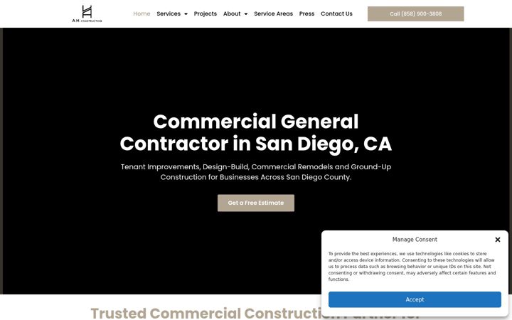 Screenshot of ahconstructionsd.com