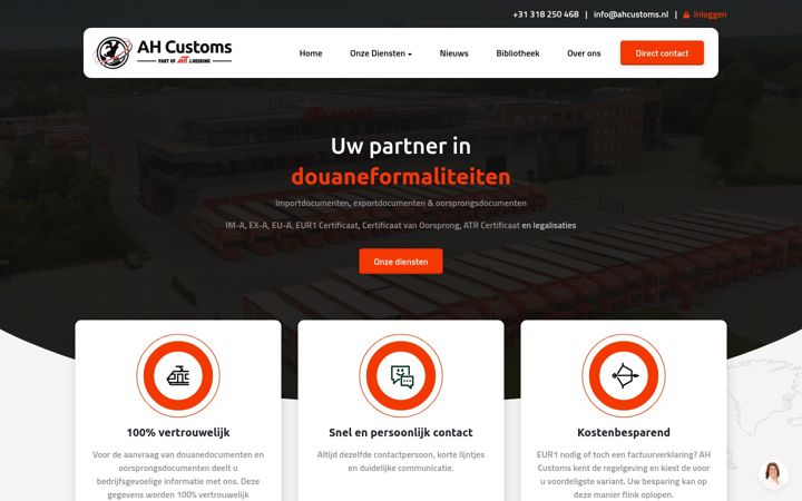 Capture d'écran de ahcustoms.nl