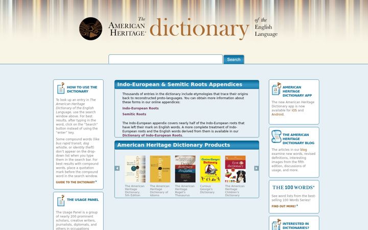 Screenshot von ahdictionary.com