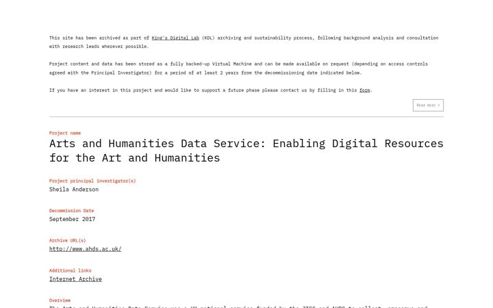 Screenshot of ahds.ac.uk