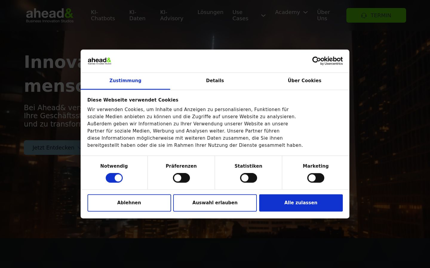 Snímka obrazovky banera súhlasu zobrazeného pred akoukoľvek interakciou
