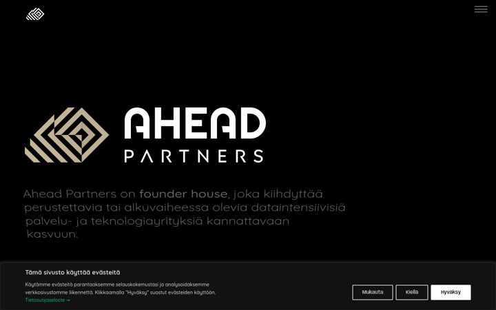 Posnetek zaslona aheadpartners.fi