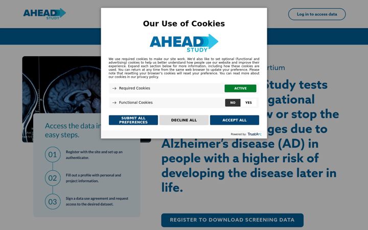 Screenshot of aheadstudydata.org