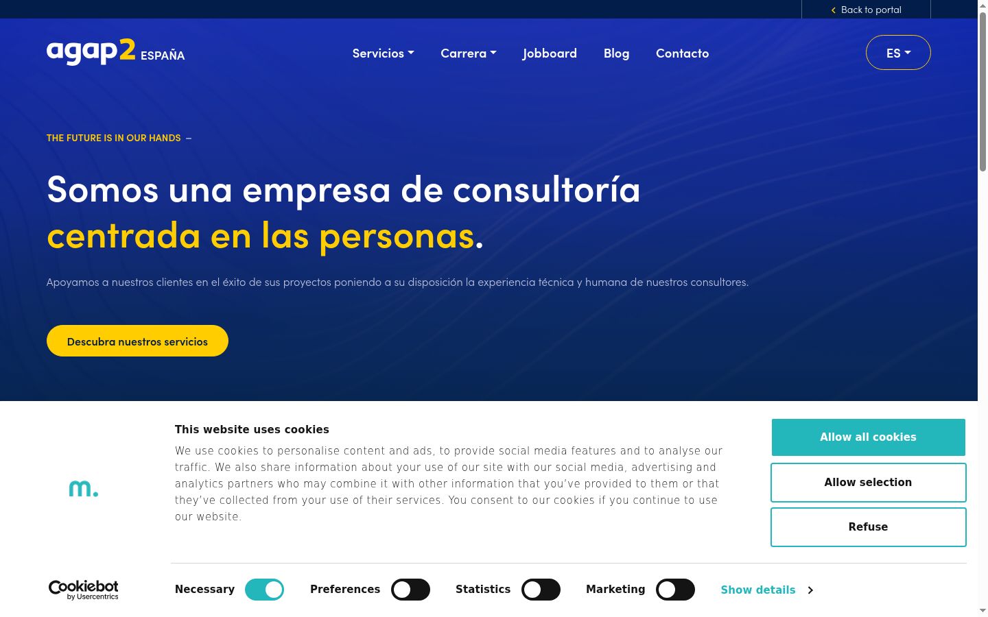 Screenshot of the consent banner shown before any interaction
