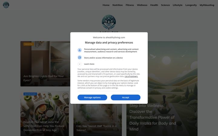 Screenshot of ahealthyliving.com