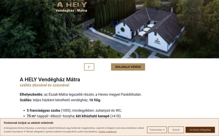 Skærmbillede af ahelyvendeghaz.hu