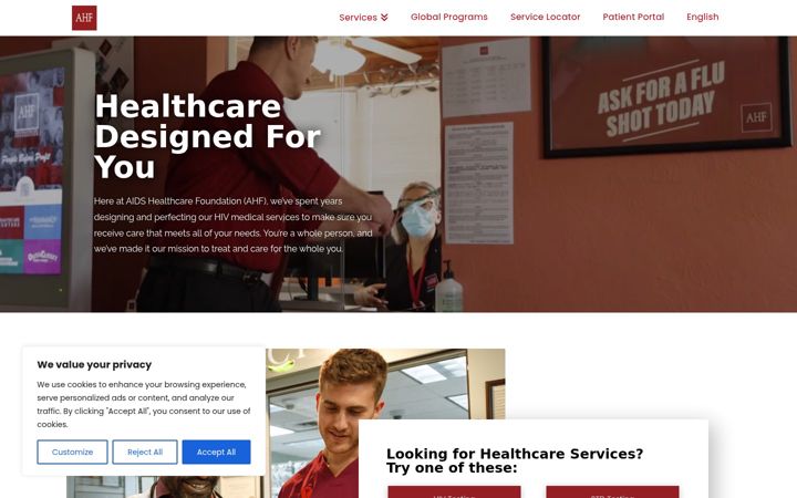 Screenshot of ahf.org