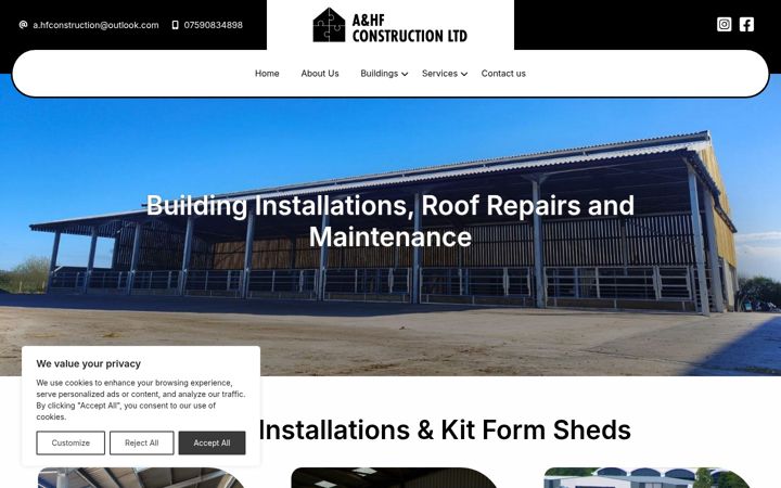 Screenshot of ahfconstructionltd.com