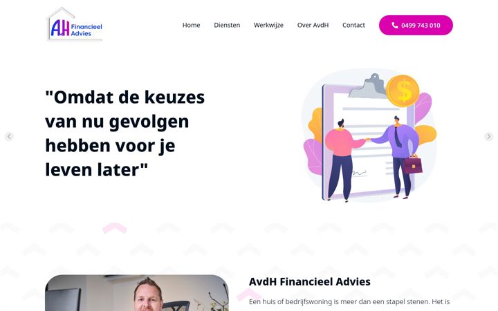Skærmbillede af ahfinancieeladvies.nl