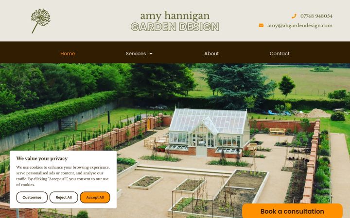 Screenshot of ahgardendesign.co.uk