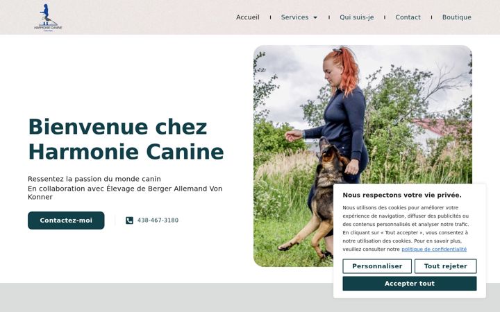 Screenshot of ahharmoniecanine.com