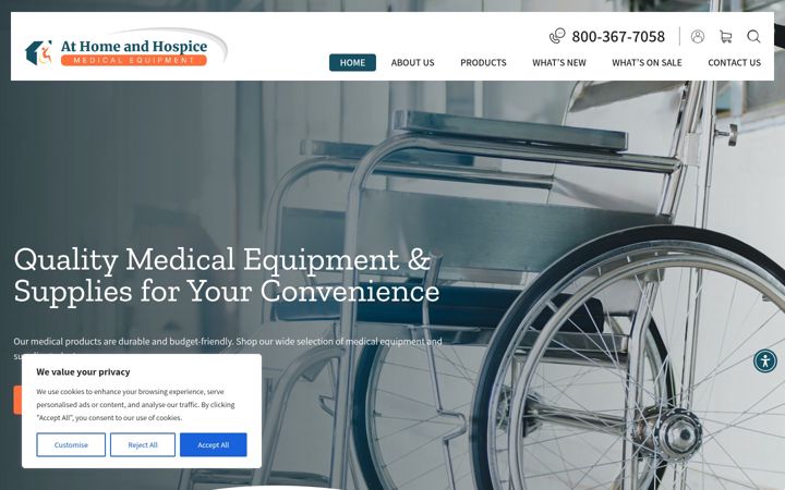 Captură de ecran a ahhmedicalequipment.com