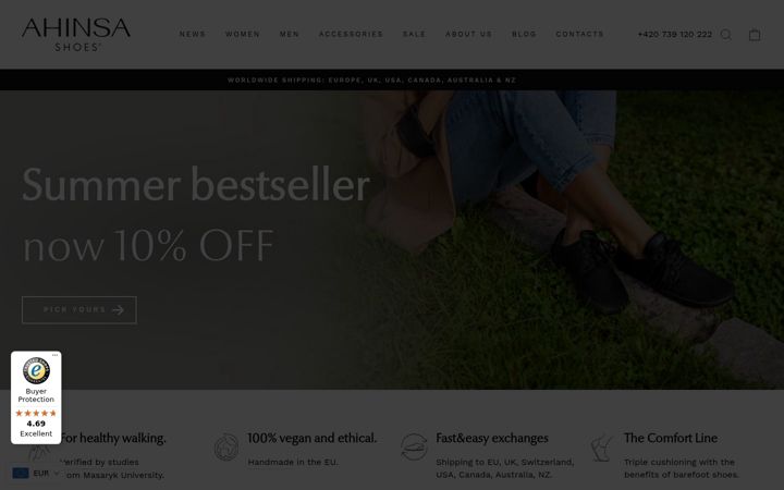 Screenshot of ahinsashoes.com