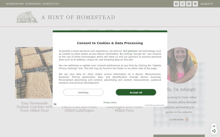 Screenshot of ahintofhomestead.com