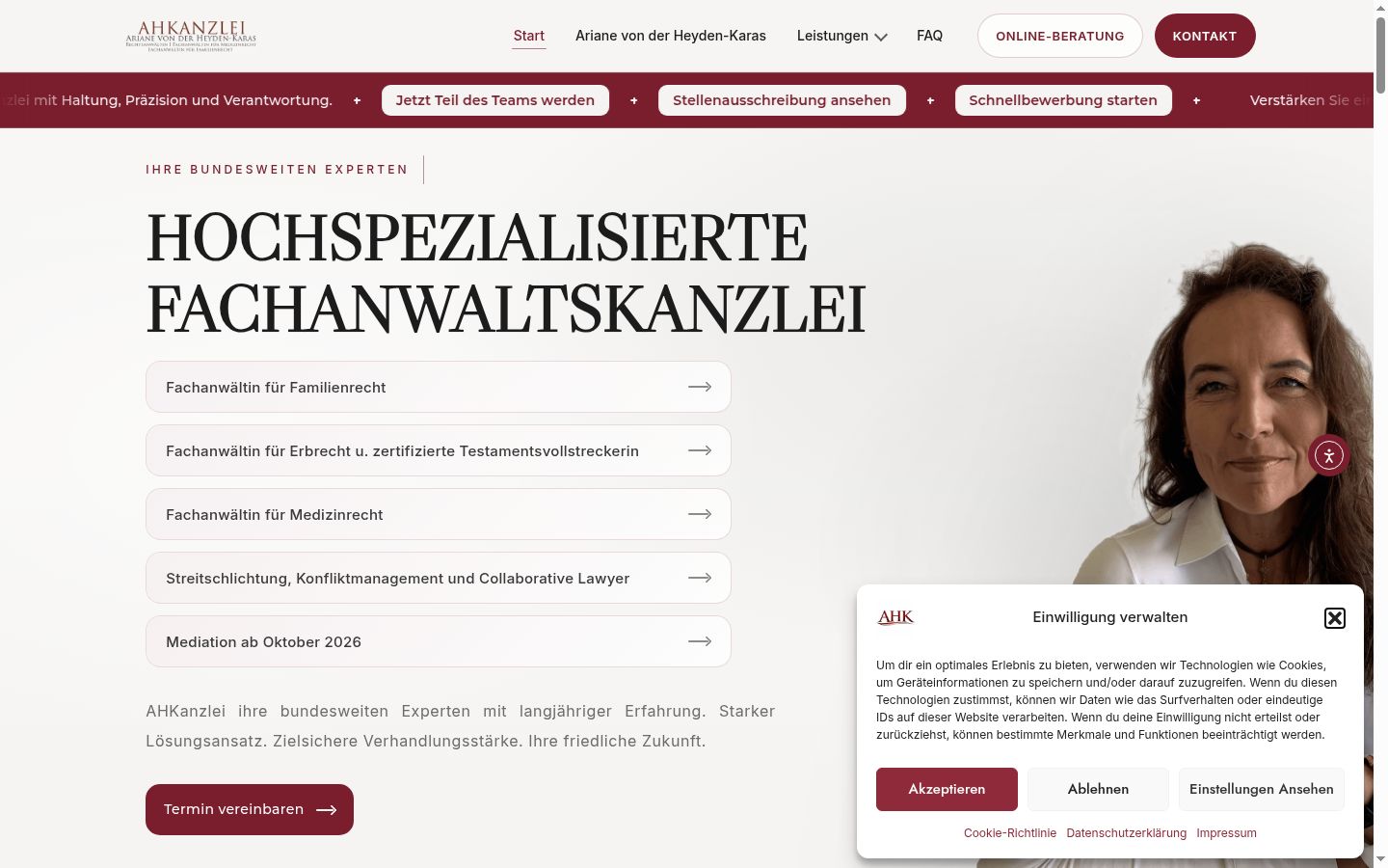 Screenshot of the consent banner shown before any interaction