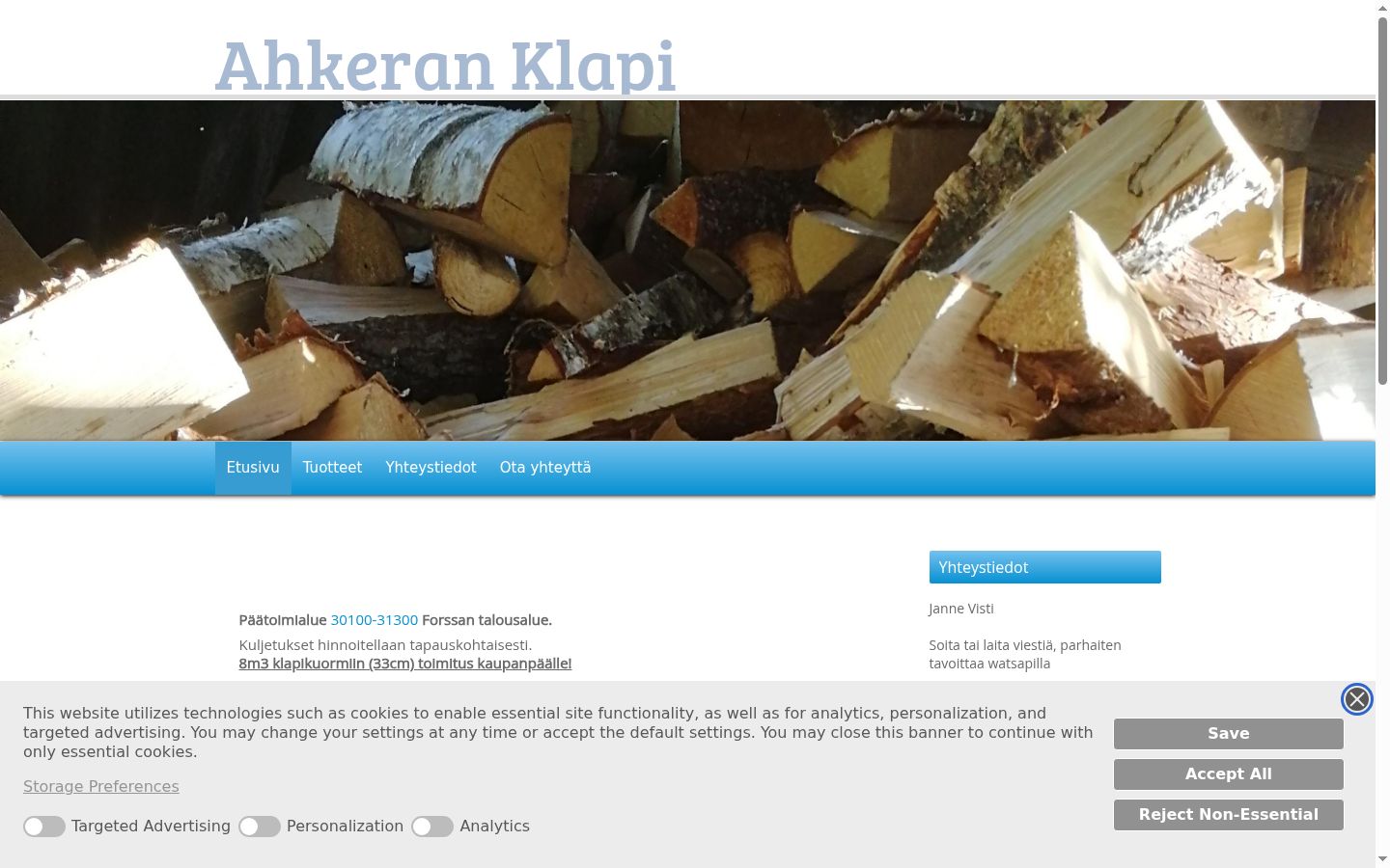 Screenshot of the consent banner shown before any interaction