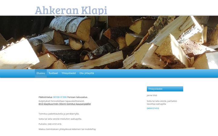 Screenshot of ahkeranklapi.fi