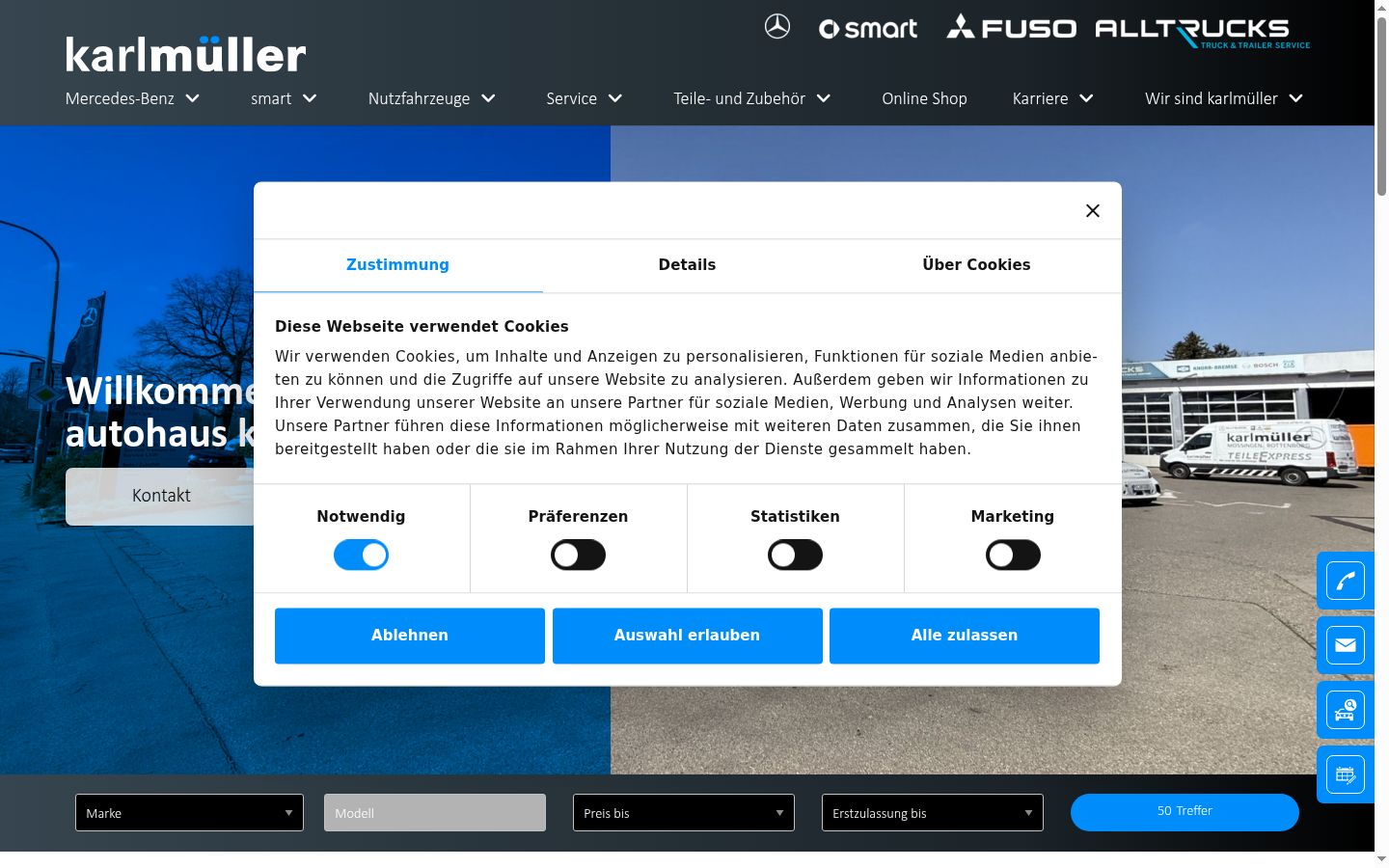 Screenshot of the consent banner shown before any interaction