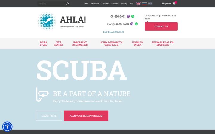 Screenshot of ahla-dive.com