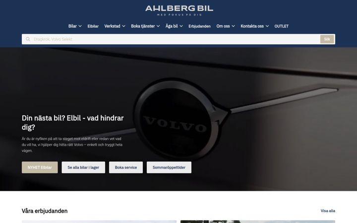 Screenshot stránky ahlbergbil.se